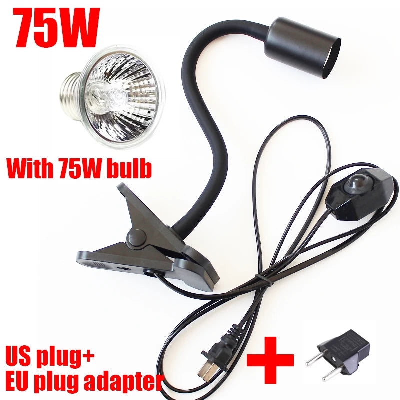 220V Turtle Basking Lamp With 25\50\75W UVA+UVB Full Spectrum Sun Lamp