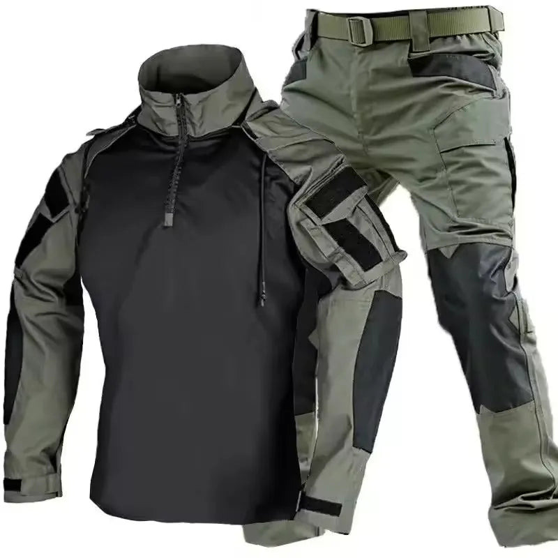 Outdoor Combat Uniform Tactical Suits Wear Resistant T-Shirt Hooded Pants Men Clothes Shirts Airsoft Paintball Hunting Clothes