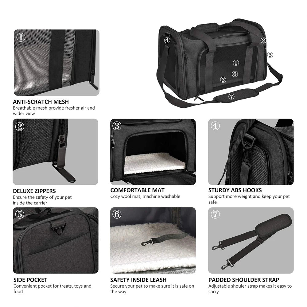 Dog Carrier Bag Soft Side Backpack Puppy Pet Carriers & Travel Products Airline Approved Outgoing For Small Dogs Cat Accessories