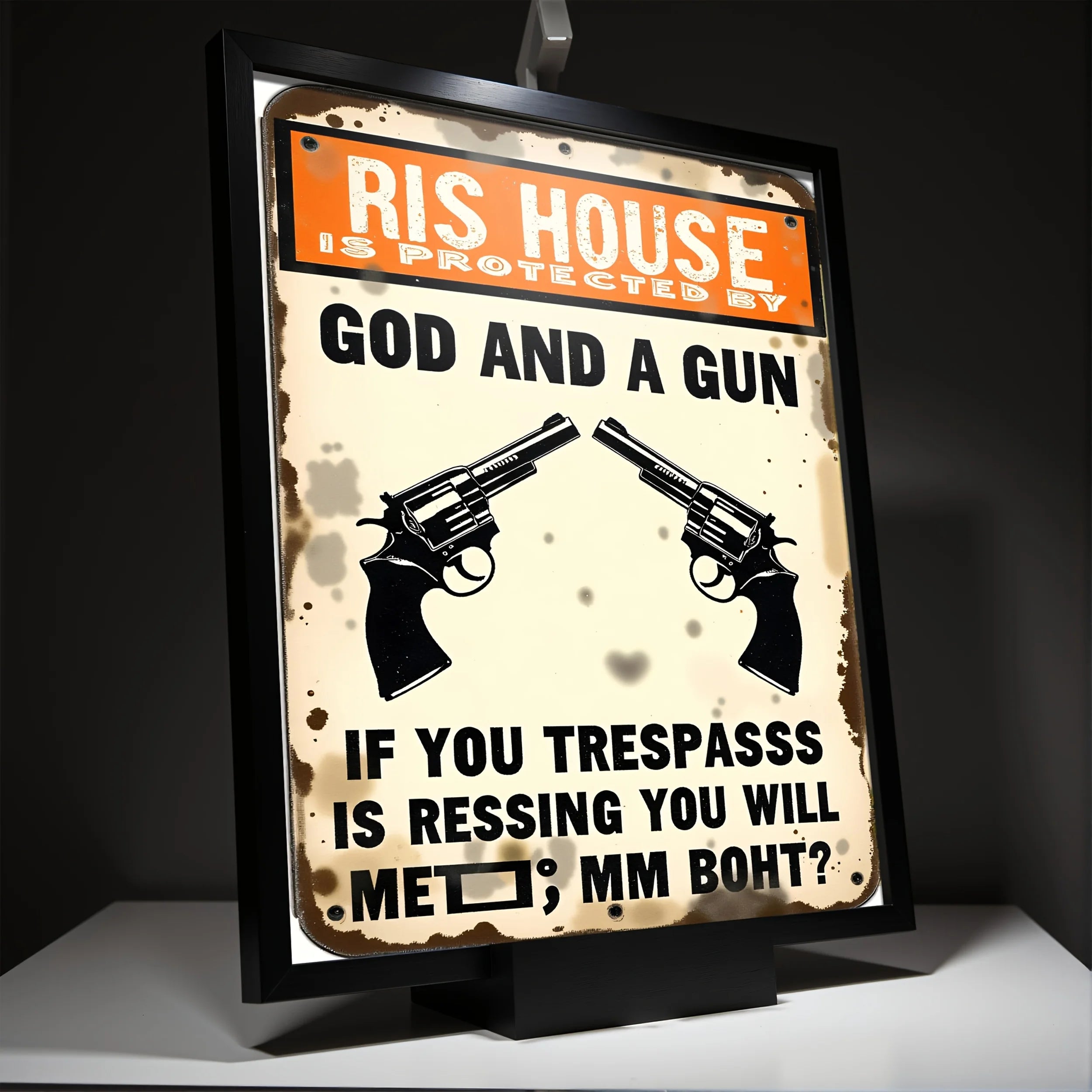 Vintage Revolver Design, Moisture-Proof Oil Painting on Recycled Wood,