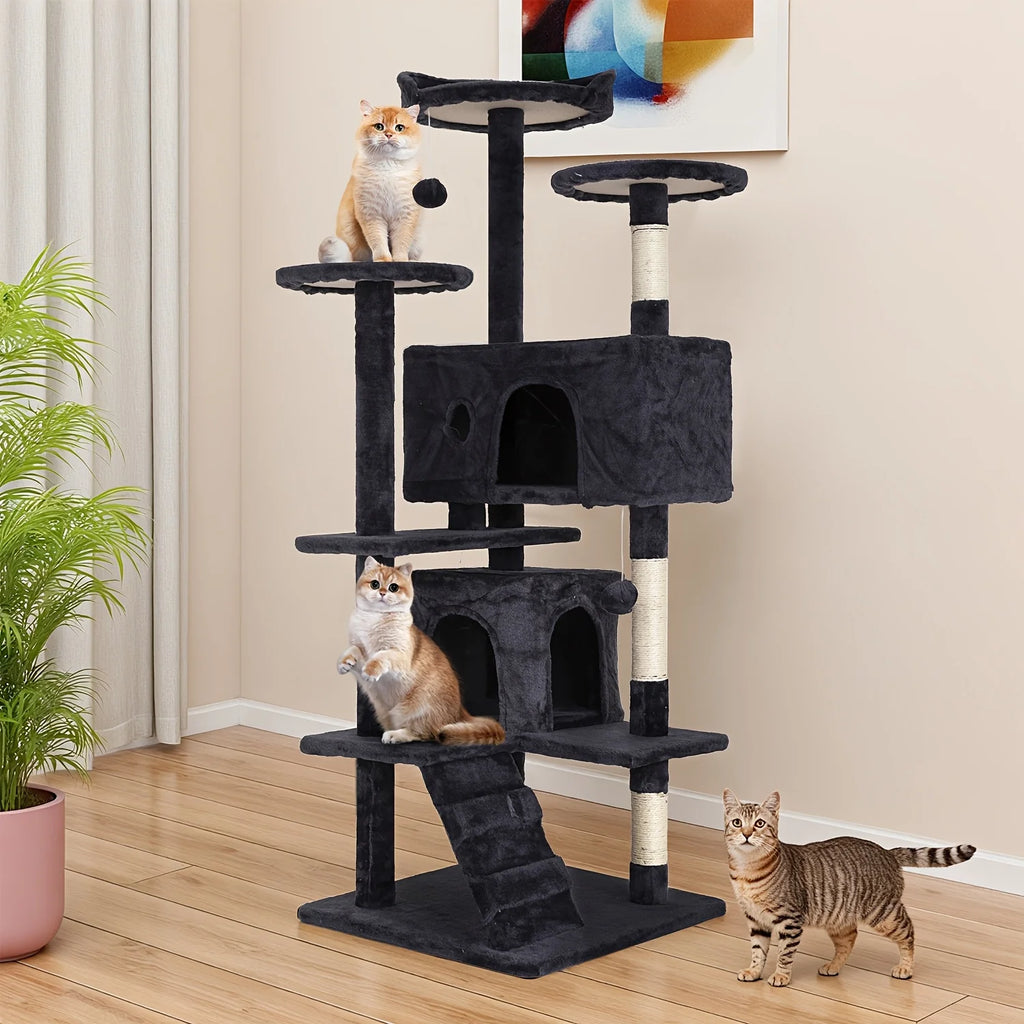 Cat Tree 54/70 Inch Cat with Sisal-Covered Scratching