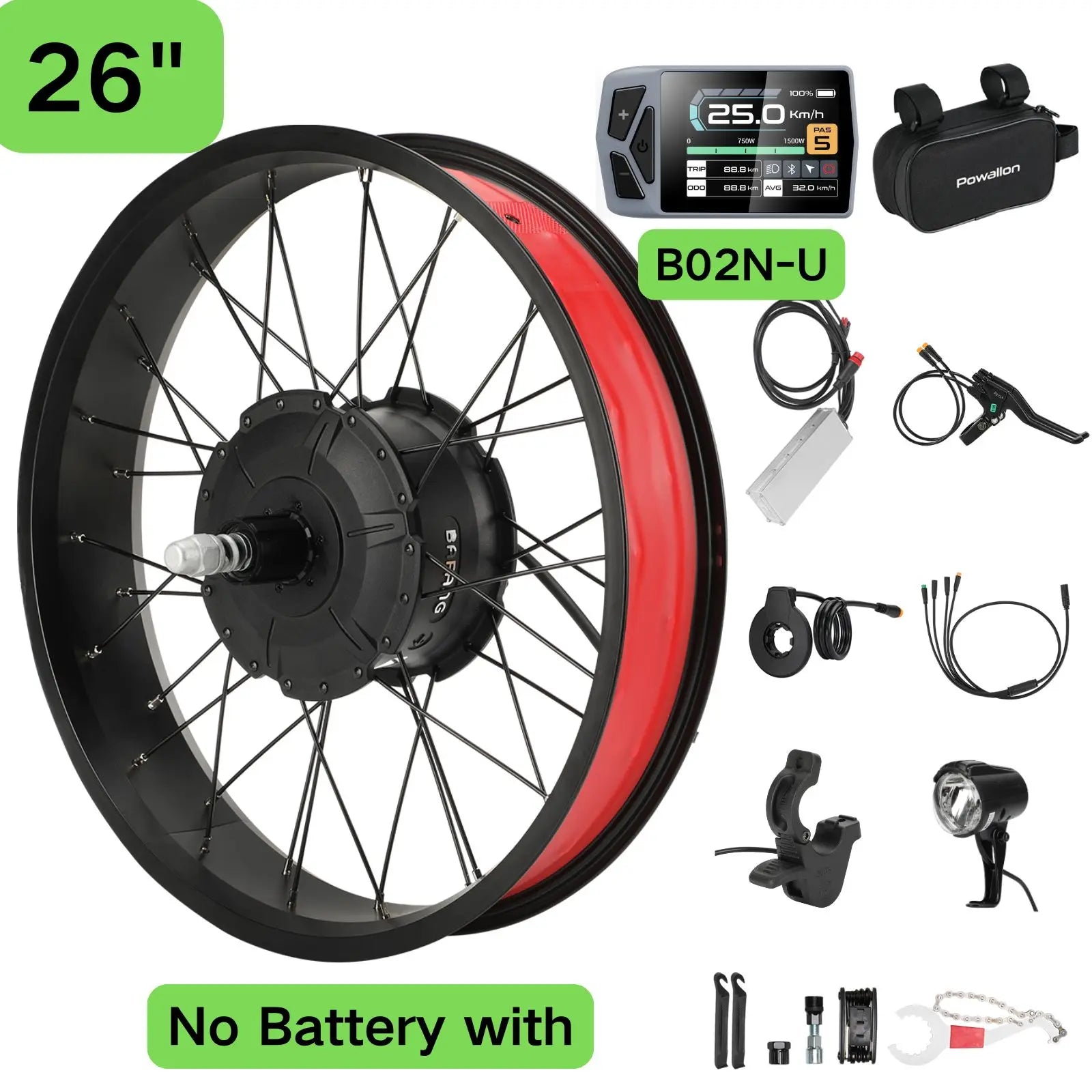BAFANG 750W EBike Conversion Kit - Rear Hub Motor Drive for 20" 26" Snow/Beach Fat Bike - Upgrade Your MTB Cruiser Foldable Bike