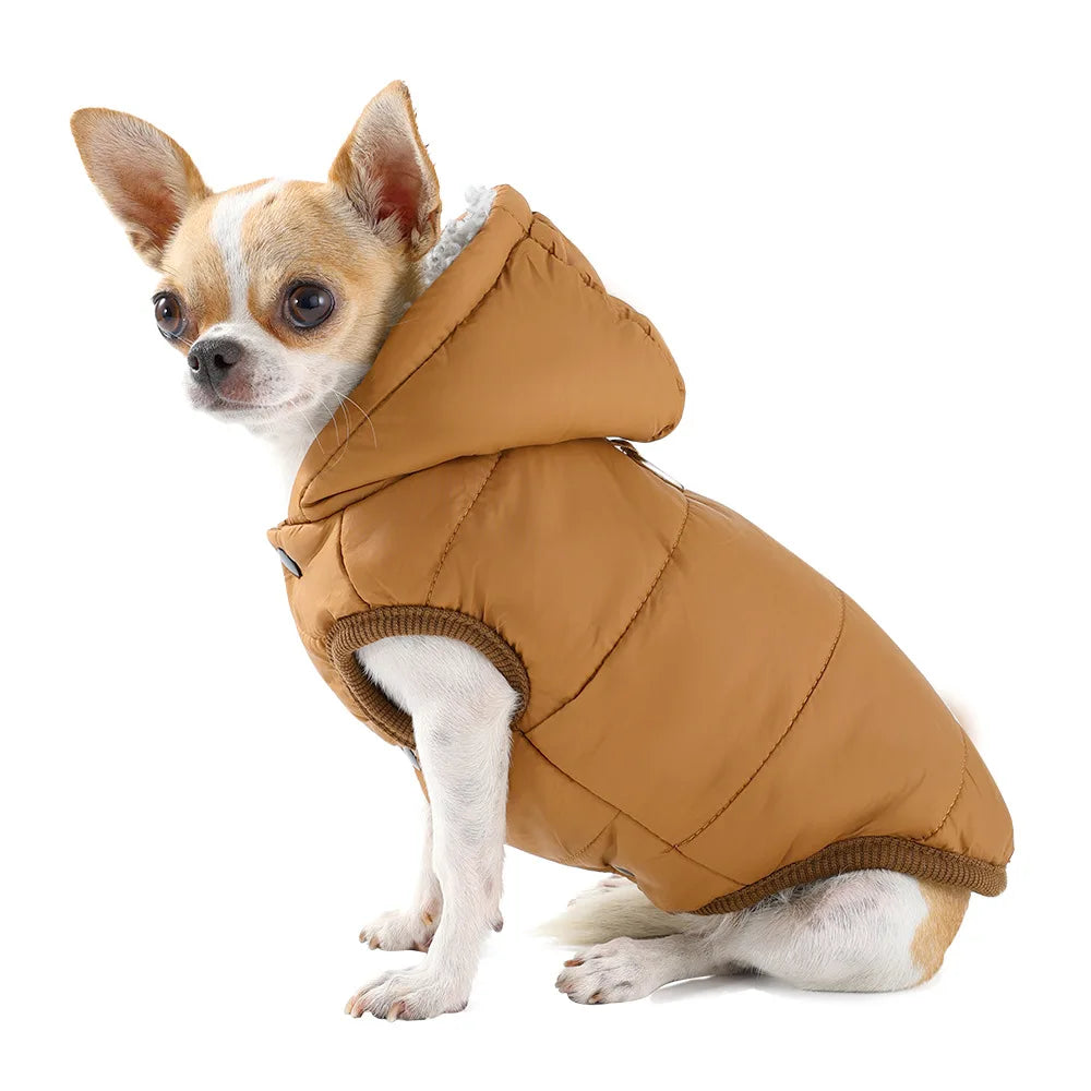 Warm Fleece Dog Coat Hoodie for Small Medium Dogs Winter Puppy Clothes Jacket with D-ring Thick Cozy Pug Dachshund Parka Costume