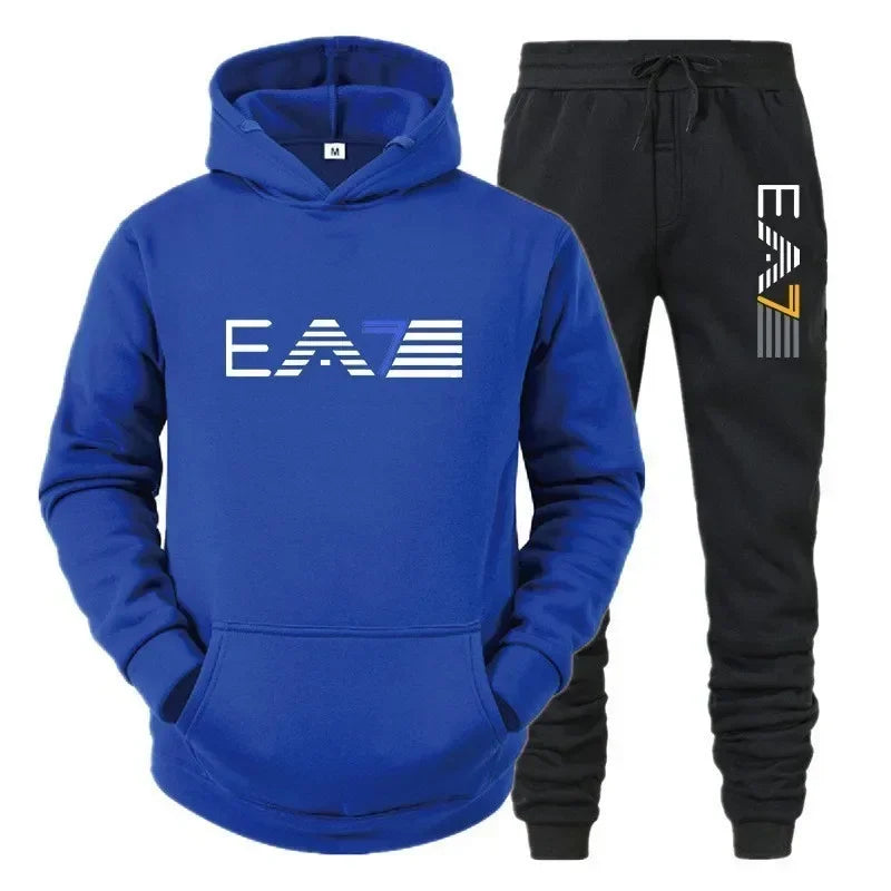Men's sportswear set fashionable and casual autumn and winter men's sweatshirt + long pants two-piece set, brand-new outdoor ba