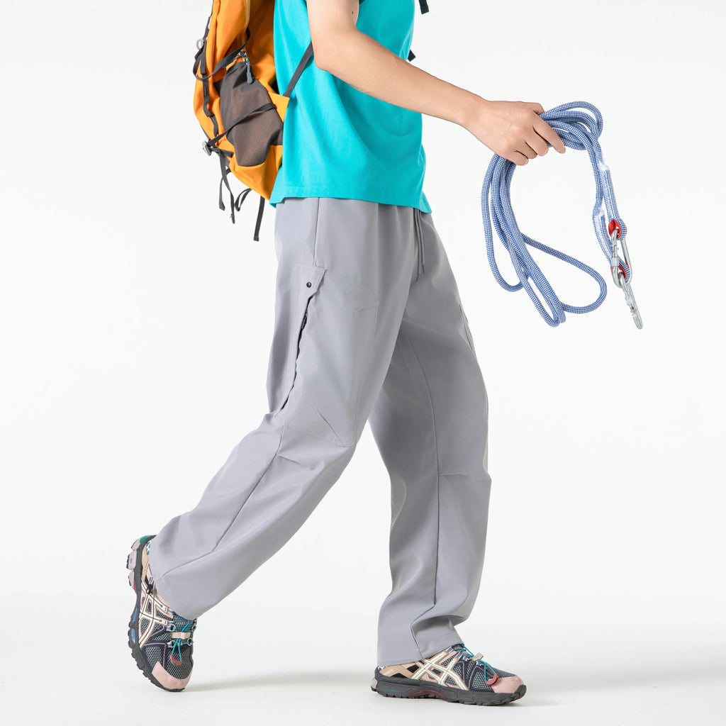 Outdoor Climbing Camping Hiking Trousers Casual Loose Cuffed Pants Men's Solid Color Long Pants Autumn Fashion Men Clothing