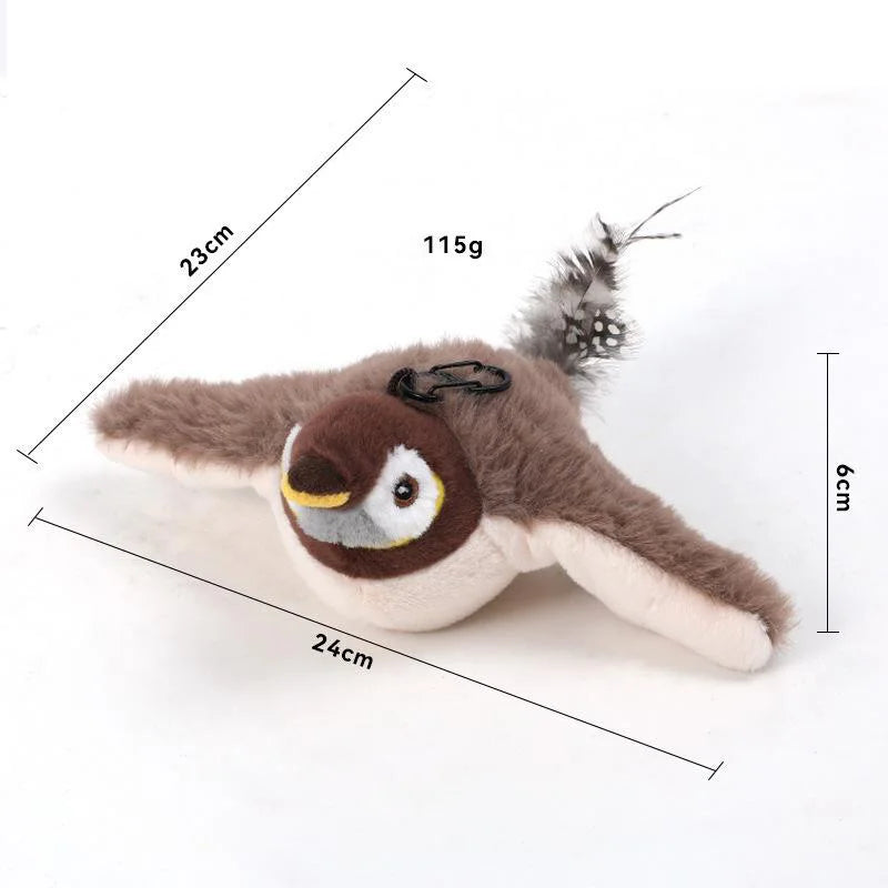 Interactive Cat Toys Rechargeable Flying Bird Cat Toy  Can Add Catnip Touch Activated Plush Toy