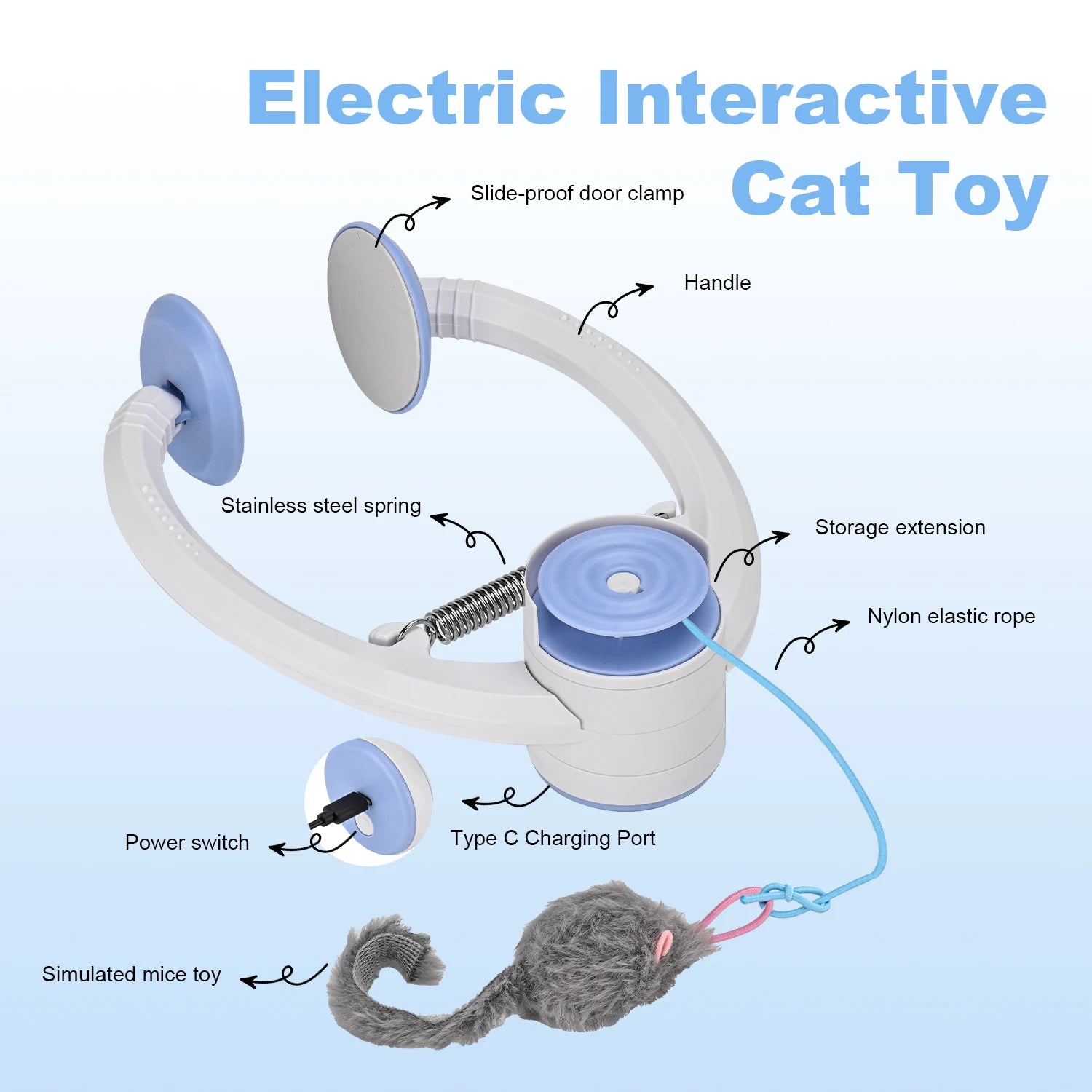 Cat Toys Electric Door Hangin Cat Toy Interactive Cat Toy USB Rechargeable Self Play Toy Retractable Kitten Toys