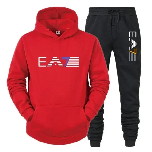 Men's sportswear set fashionable and casual autumn and winter men's sweatshirt + long pants two-piece set, brand-new outdoor ba