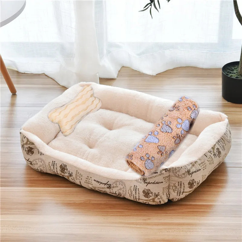 Pet Large Dog Bed Warm House Candy-colored Square Nest