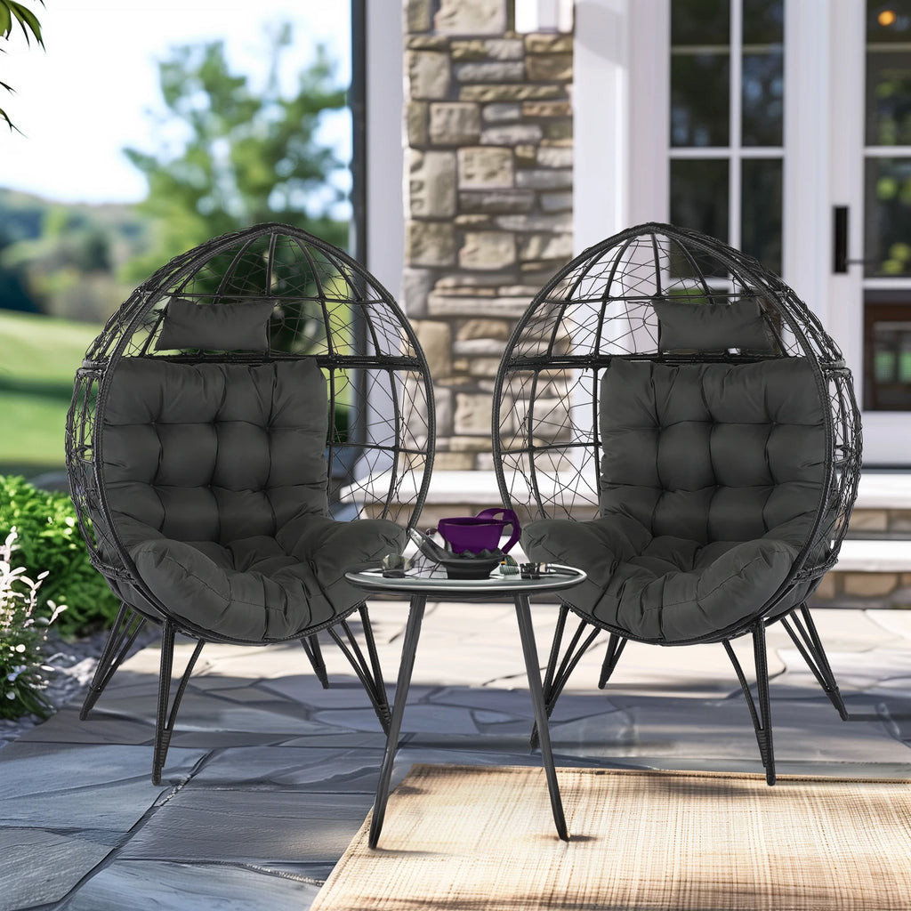 Wicker Egg Chair, Oversized Lounger with Soft Cushions, Teardrop Cuddle Seat for Patio Porch Backyard Living Room Balcony