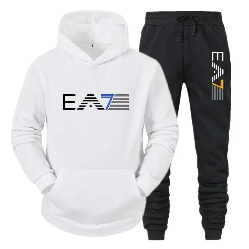 Men's sportswear set fashionable and casual autumn and winter men's sweatshirt + long pants two-piece set, brand-new outdoor ba