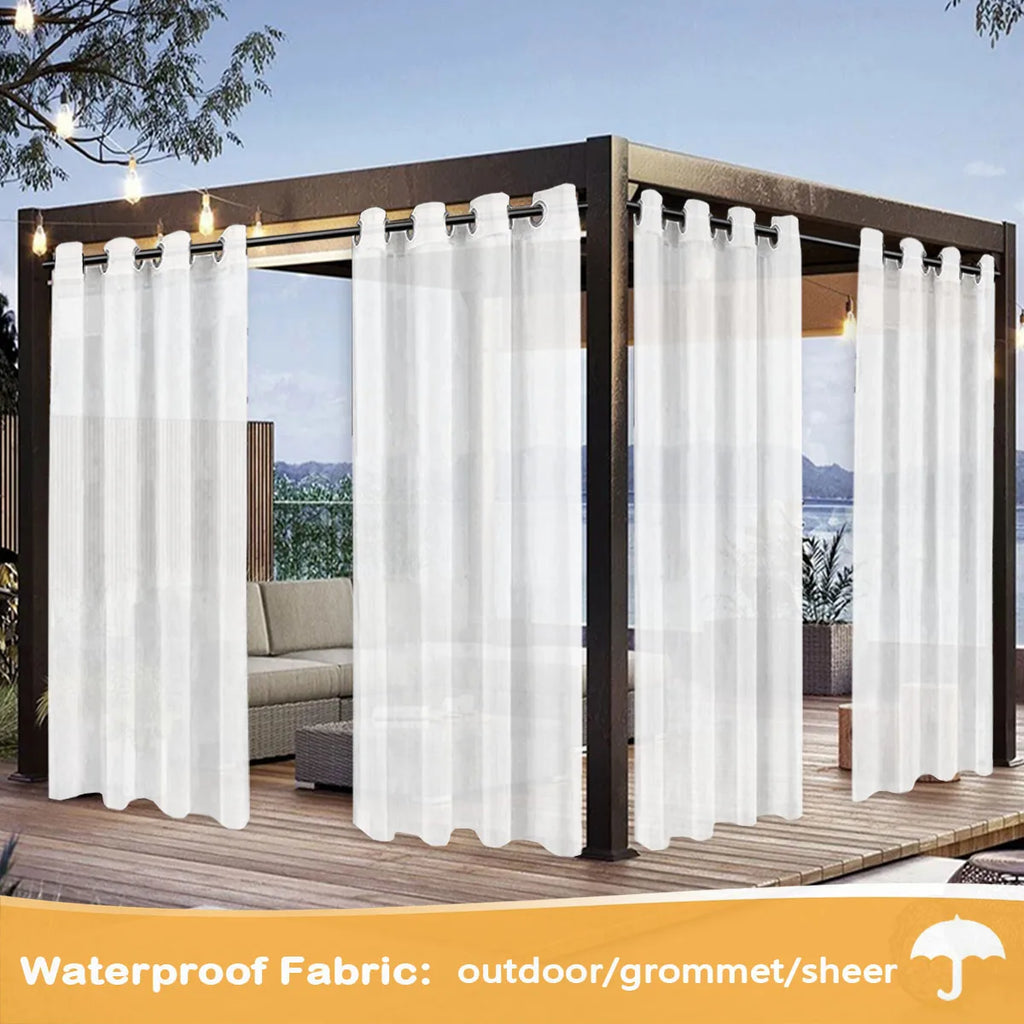 4PCS  Light, Semi-Sheer, Grommet Top For Courtyards, Terraces, Swimming Pools, Balconies