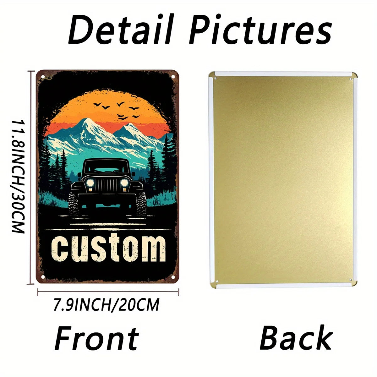 1PC Vintage Night Car Metal Tin Wall Art Iron Painting Antique Plaque for Garage & Wilderness Decor 8x12 Inches