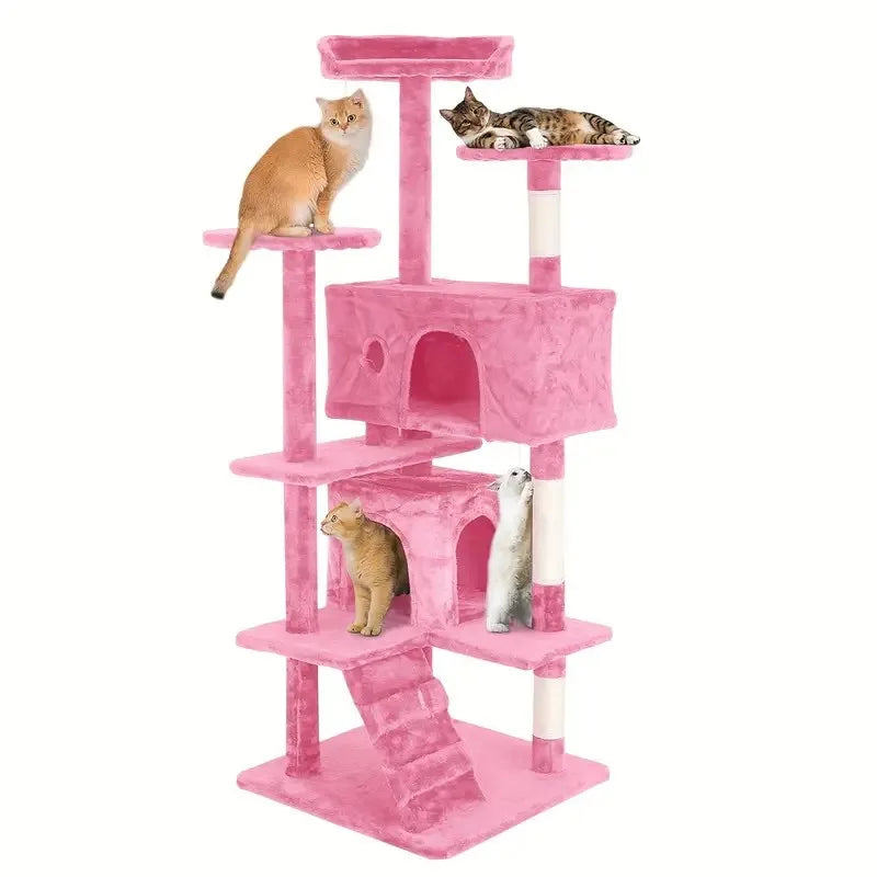 Cat Tree 54/70 Inch Cat with Sisal-Covered Scratching