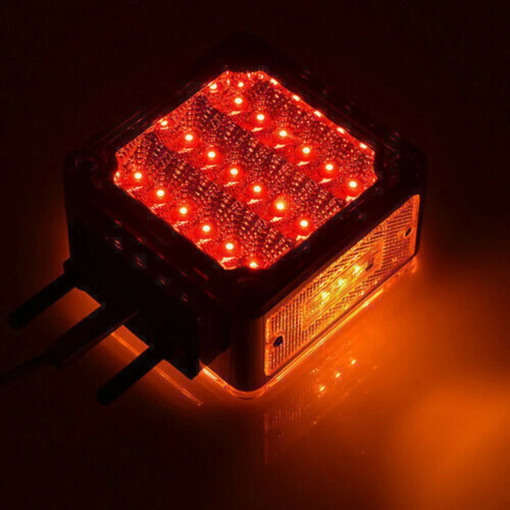 2pc 39LED Double Face Stud Mount Pedestal Fender Stop Turn Tail Light Amber Red Truck Caravan Lights Camper Brake Signal Lamp
