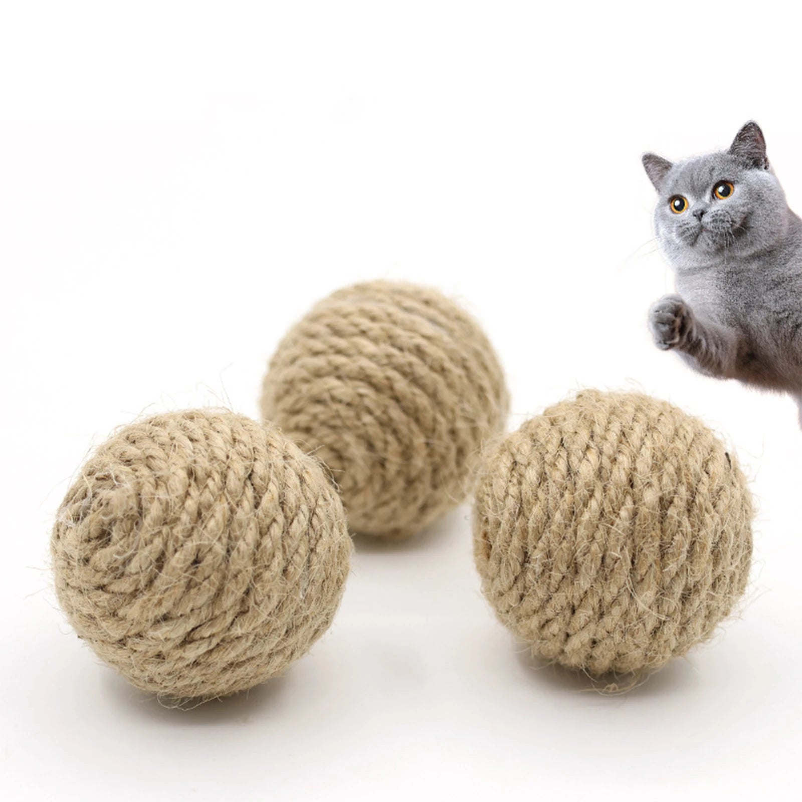 1 Pc Pet Cat Hemp Rope Ball Rolling Interactive Hand-woven Cat Scratching
