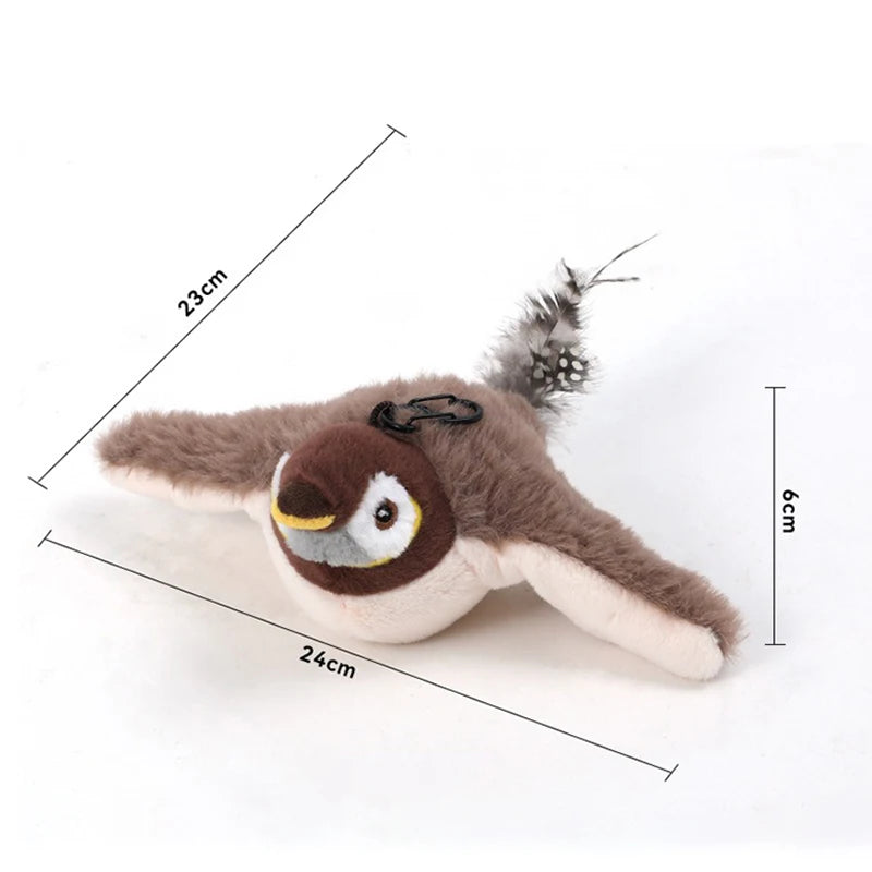 Interactive Cat Toys Rechargeable Flying Bird Cat Toy  Can Add Catnip Touch Activated Plush Toy