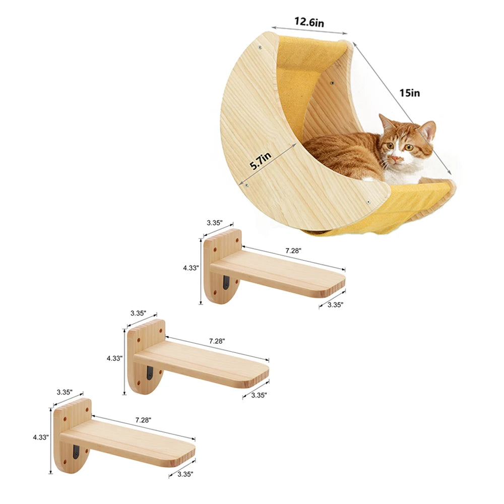 Cat Shelf Wall Hammock Climbing Shelves Moon Shaped Cats Wall Furniture