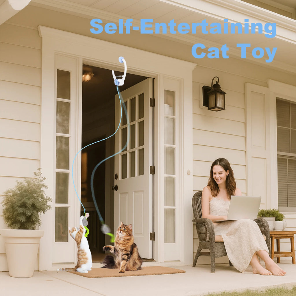 Cat Toys Electric Door Hangin Cat Toy Interactive Cat Toy USB Rechargeable Self Play Toy Retractable Kitten Toys