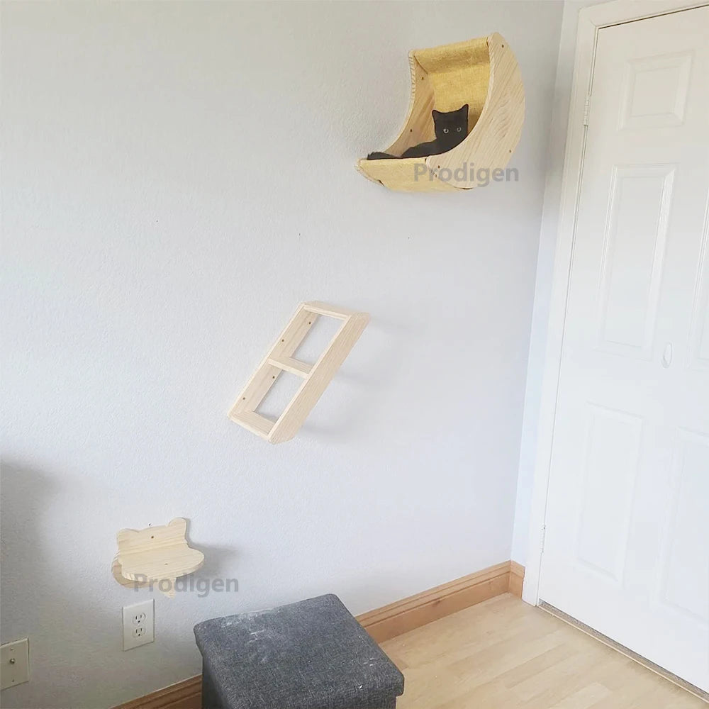 Cat Shelf Wall Hammock Climbing Shelves Moon Shaped Cats Wall Furniture