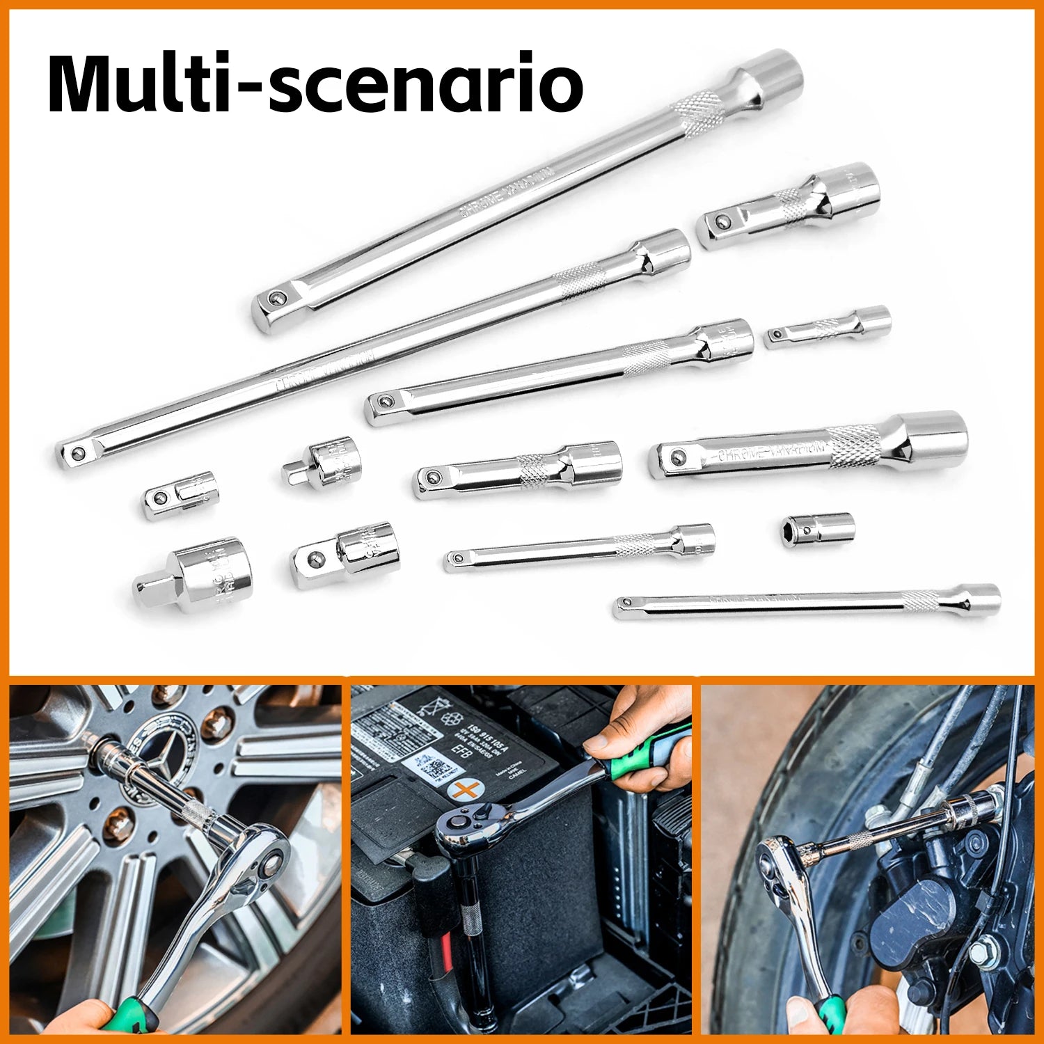 Impact Socket Adapter Set1/4" 3/8” 1/2”Drive  Chrome Vanadium Steel