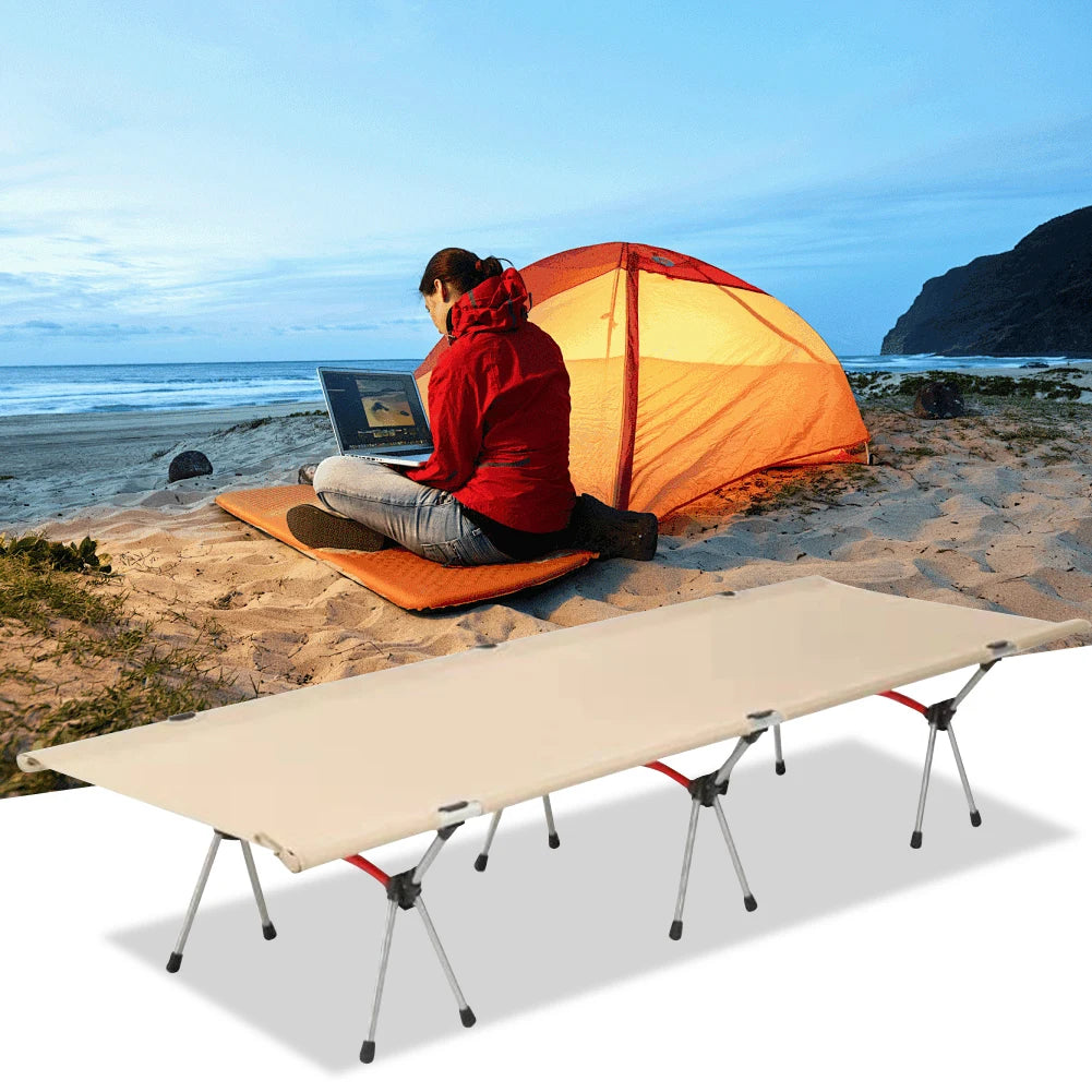 Collapsible Sleeping Bed Supports 150kg Foldable  Outdoor Single Bed