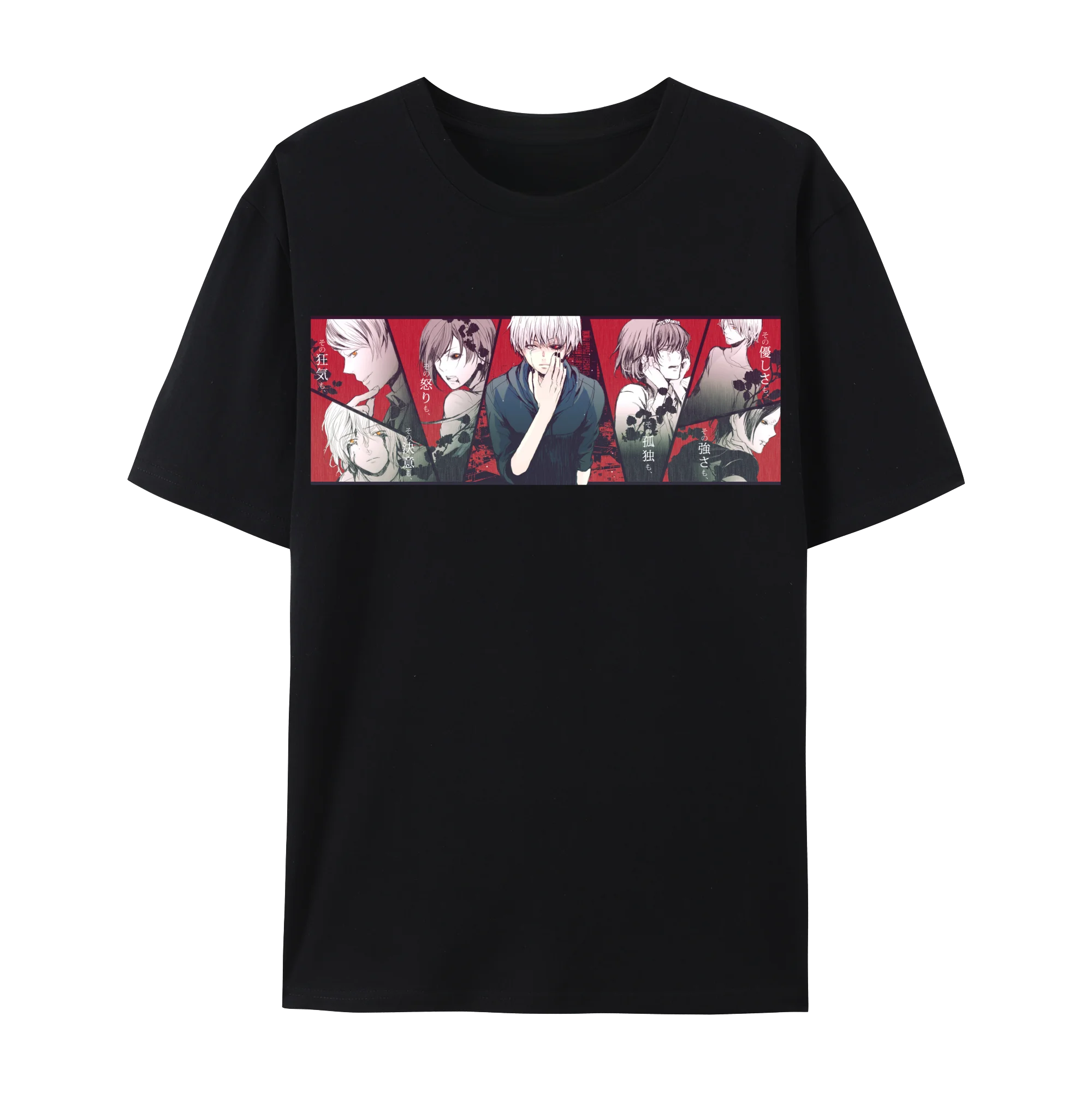 Tokyo Anime Ghoul Kaneki Ken Graphic Cotton T-Shirt, Japanese Anime  Short Sleeve Crewneck Shirt