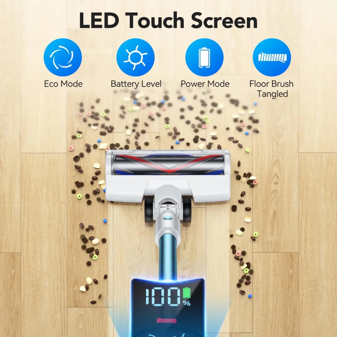 , 28kPa Stick Vacuum with LED Display, Powerful Vacuum Cleaner up to 40mins Runtime
