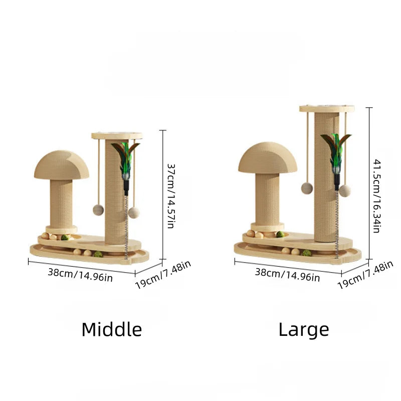 Interactive Cat Scratching Post Tower with Jute, Ball Track - Durable Multi-Functional Self-Entertainment Cat Scratch Board