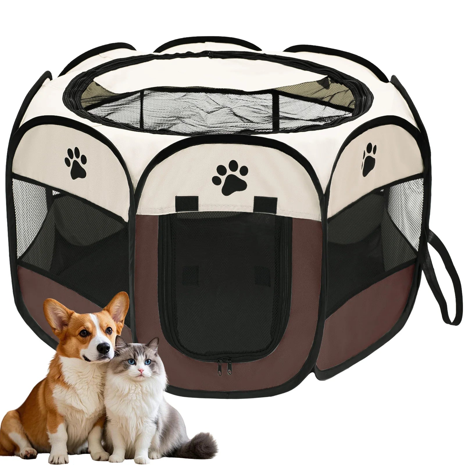 Foldable Pet Playpen for Dogs & Cats - , Portable Octagonal Design for Indoor/Outdoor