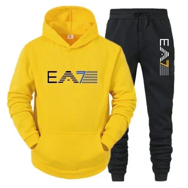 Men's sportswear set fashionable and casual autumn and winter men's sweatshirt + long pants two-piece set, brand-new outdoor ba