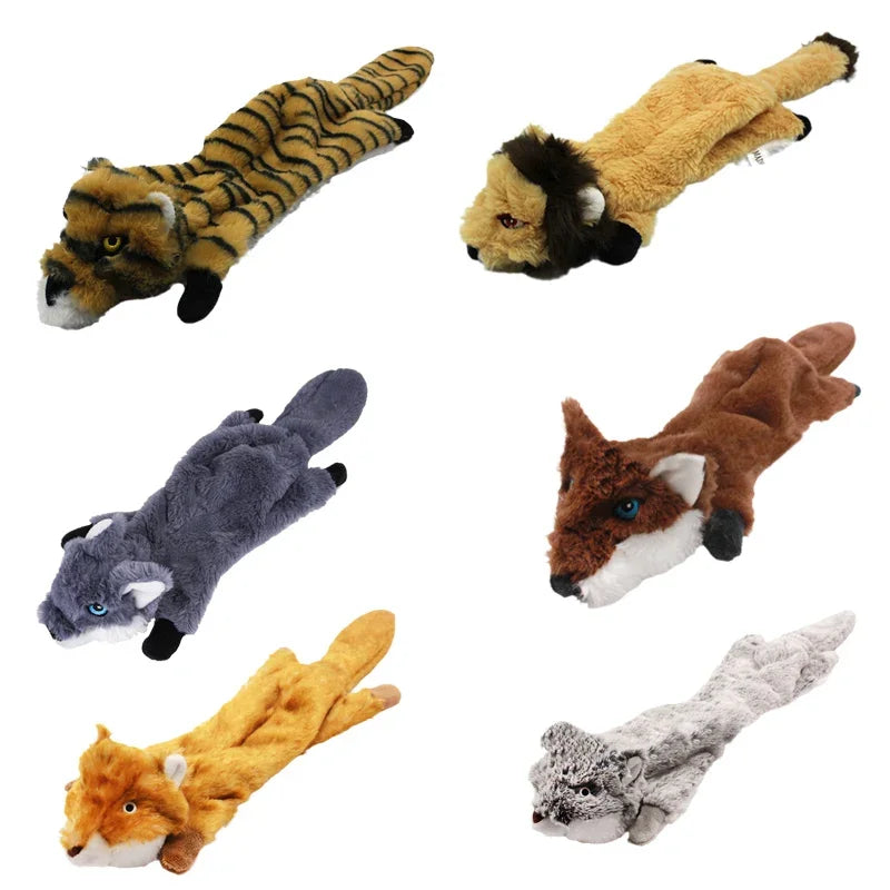 45/60CM Plush Pet  Dog Chew Toy with Squeaker Animal Shape for Small Medium Dogs Puppy Fox Wolfdog Squirrel Lion Tiger Leopard