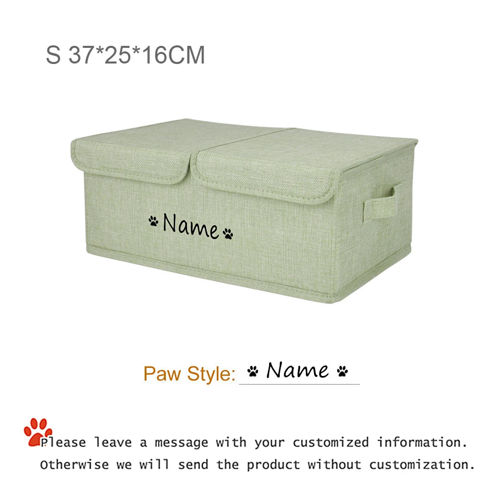 Custom Dog Pet Toy Box Personalised Name Dog Accessory Storage Bin with Lid Cat Pet Organizer Storage Basket For Toys Blanke