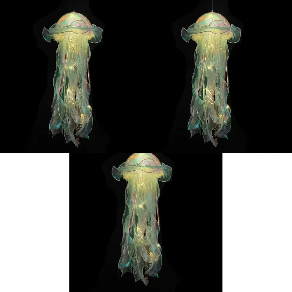 3-5PCS Jellyfish Atmosphere Night Light Button Battery Lantern with Ribbon&Bead
