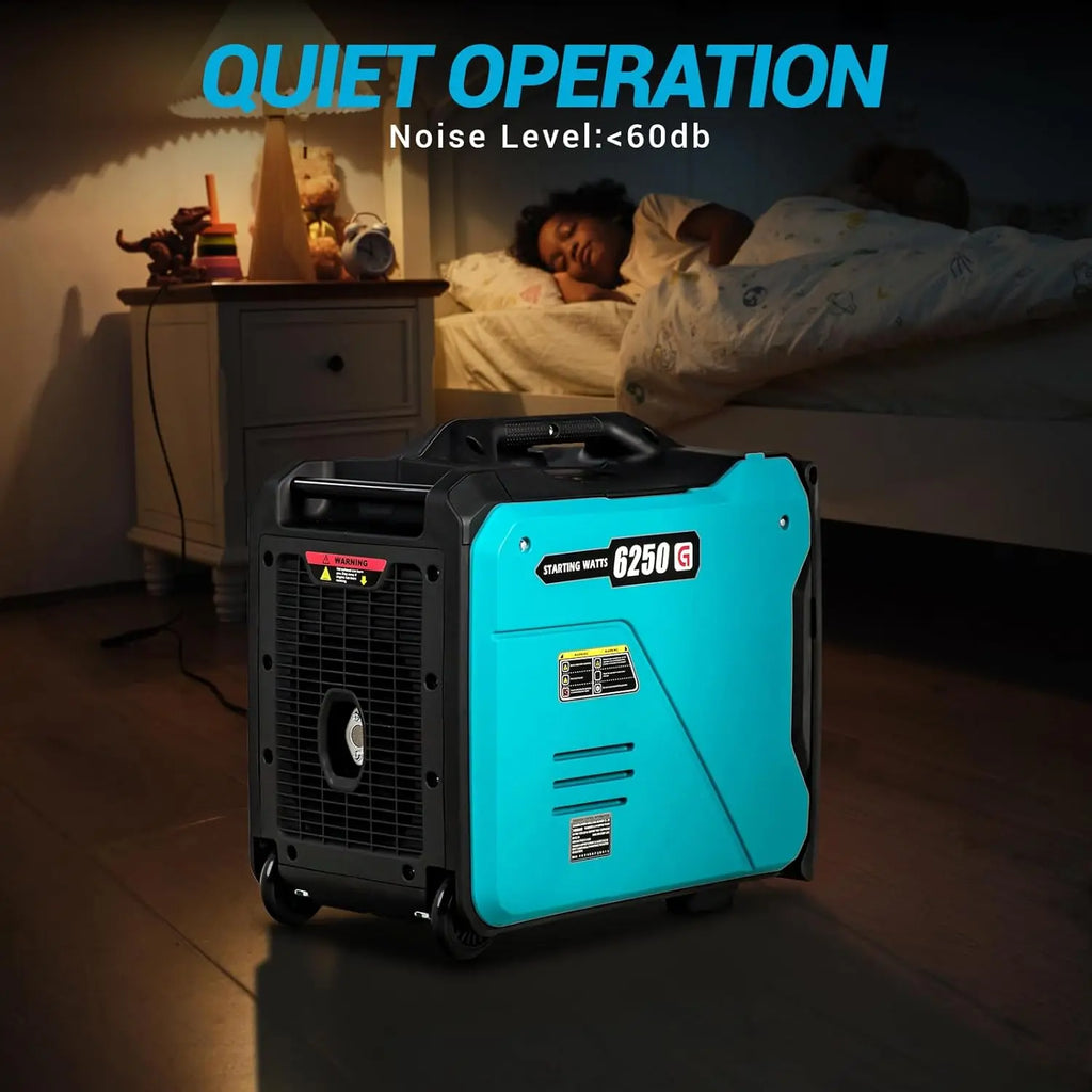 6250W Portable Inverter Generator, Outdoor Power Equipment, Super Quiet Generator, Gas Powered Generator For Emergency Use