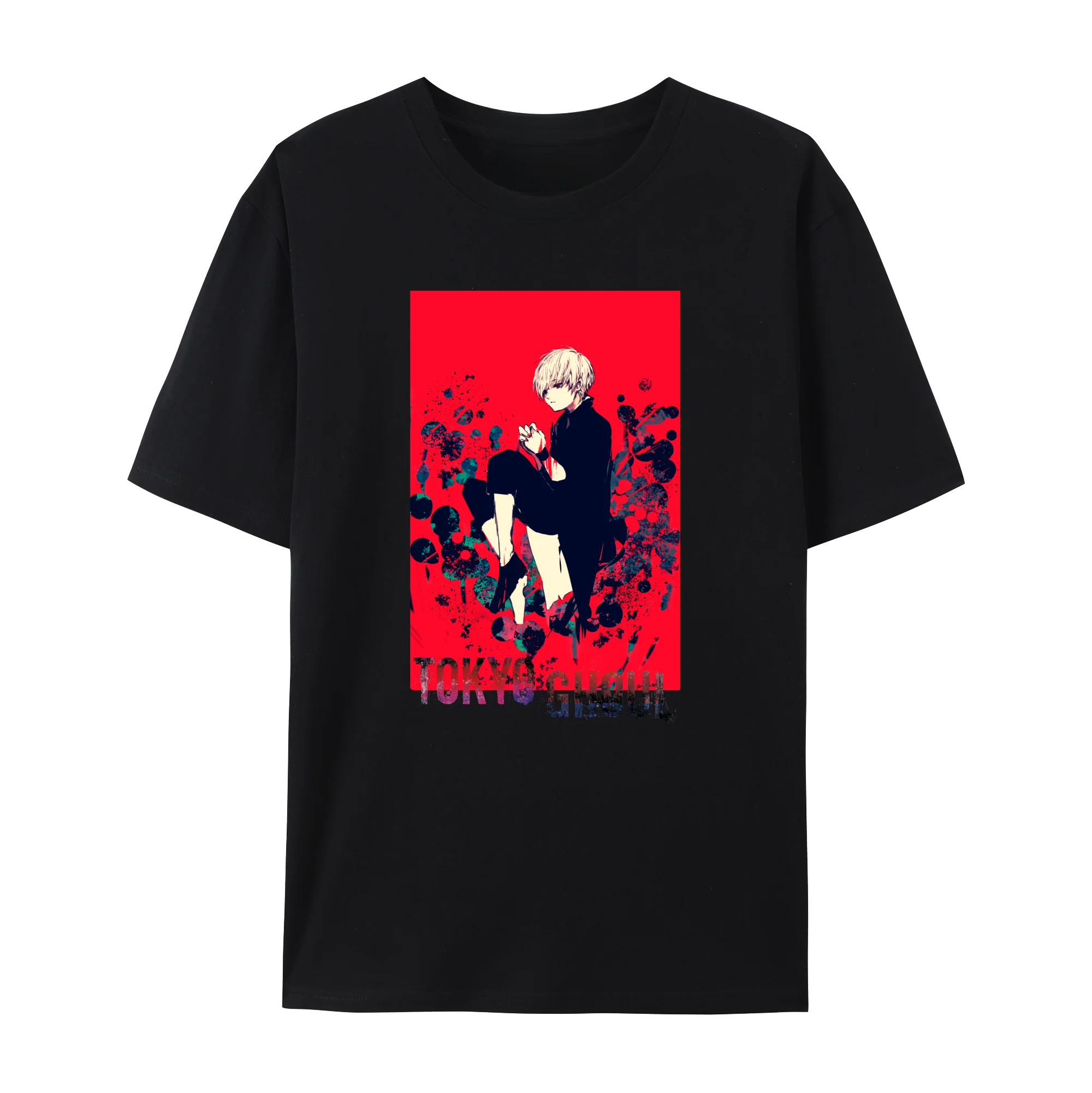 Tokyo Anime Ghoul Kaneki Ken Graphic Cotton T-Shirt, Japanese Anime  Short Sleeve Crewneck Shirt