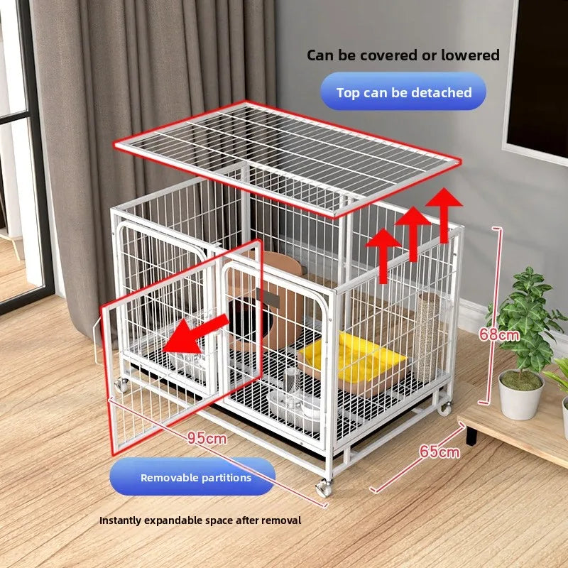Indoor Dog Cage Large Medium Dog House with Toilet Golden Retriever Samoyed Border Collie Labr Retriever Pet Cage Fence