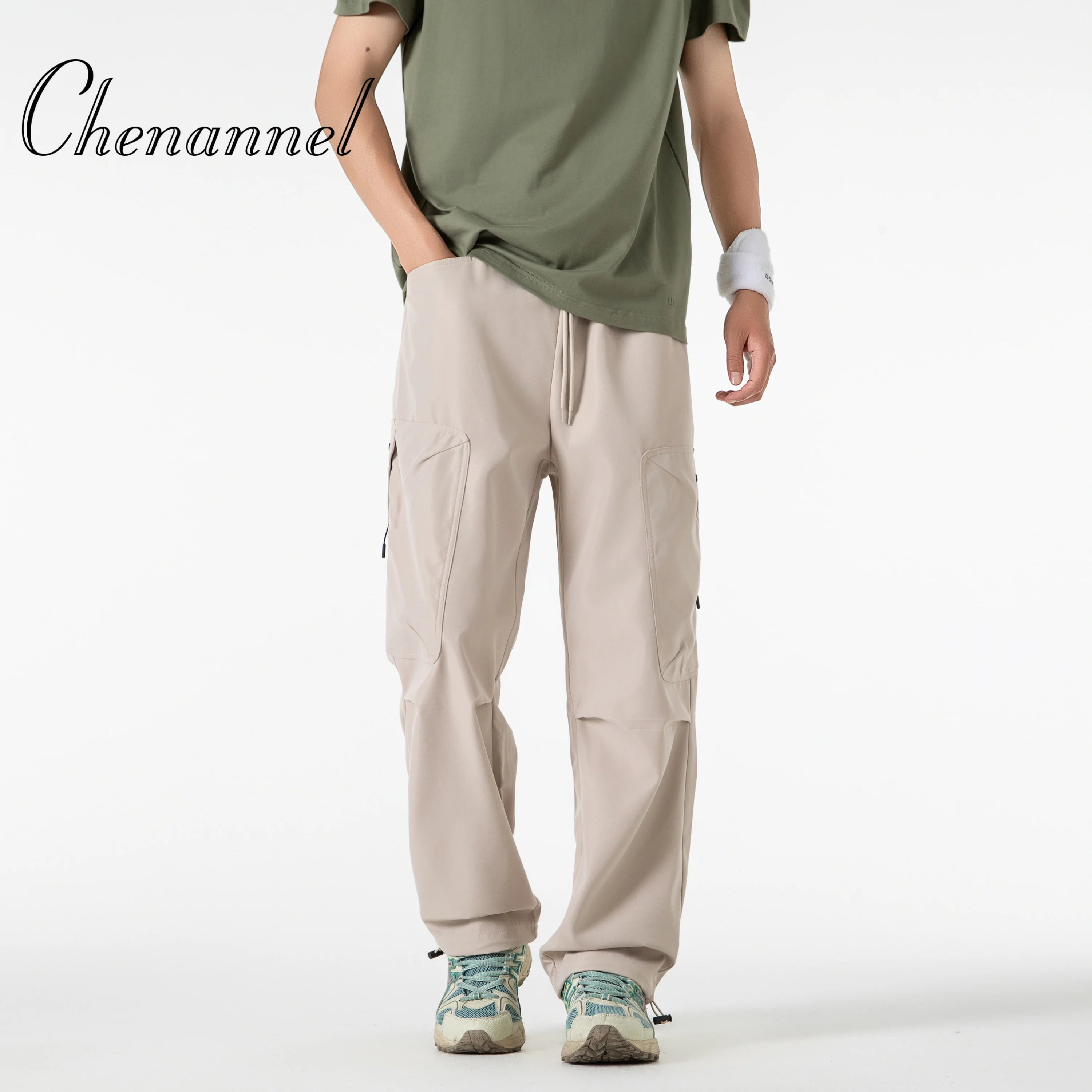 Outdoor Climbing Camping Hiking Trousers Casual Loose Cuffed Pants Men's Solid Color Long Pants Autumn Fashion Men Clothing