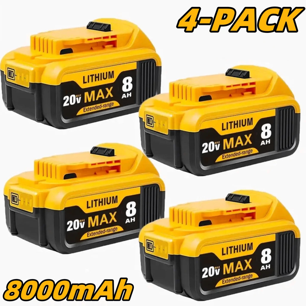 8.0Ah 20V Lithium-Ion Replacement Batteries for Dewalt Cordless Tools - Compatible with DCB200, DCB205, DCB206 & More