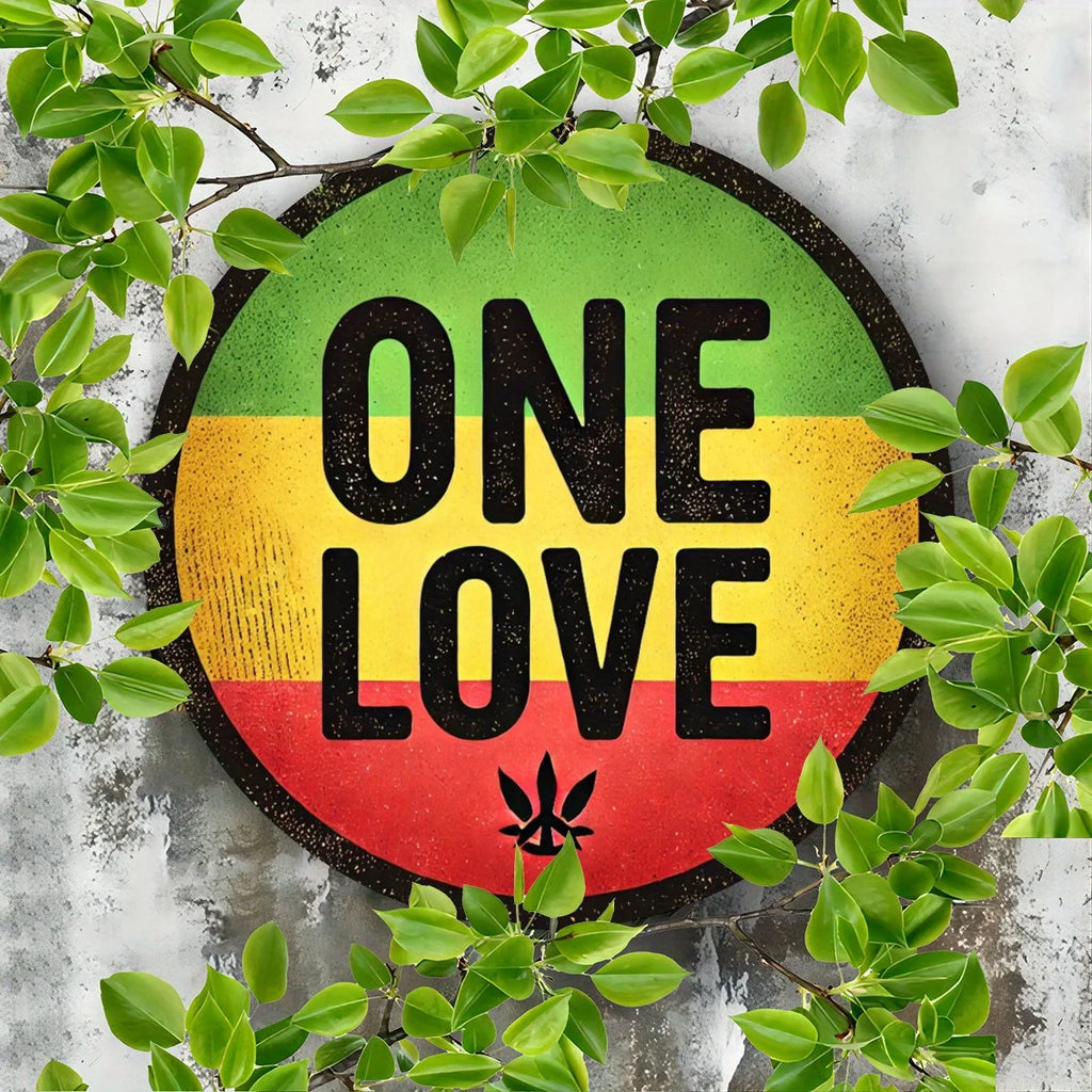 "One Love 7.8" Round Aluminum Metal Sign - HD Printed Decor for Home, Café, Garage, Patio - Perfect Gift for Loved Ones"