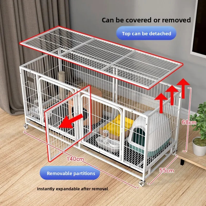 Indoor Dog Cage Large Medium Dog House with Toilet Golden Retriever Samoyed Border Collie Labr Retriever Pet Cage Fence