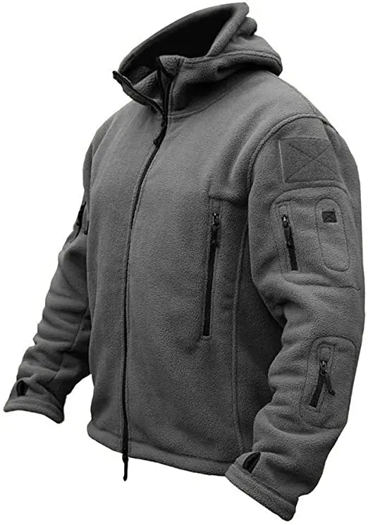 Men's Outdoor Hiking Hooded Coats Warm Military Tactical Sport Fleece Hoodie Jacket Multi-Pockets