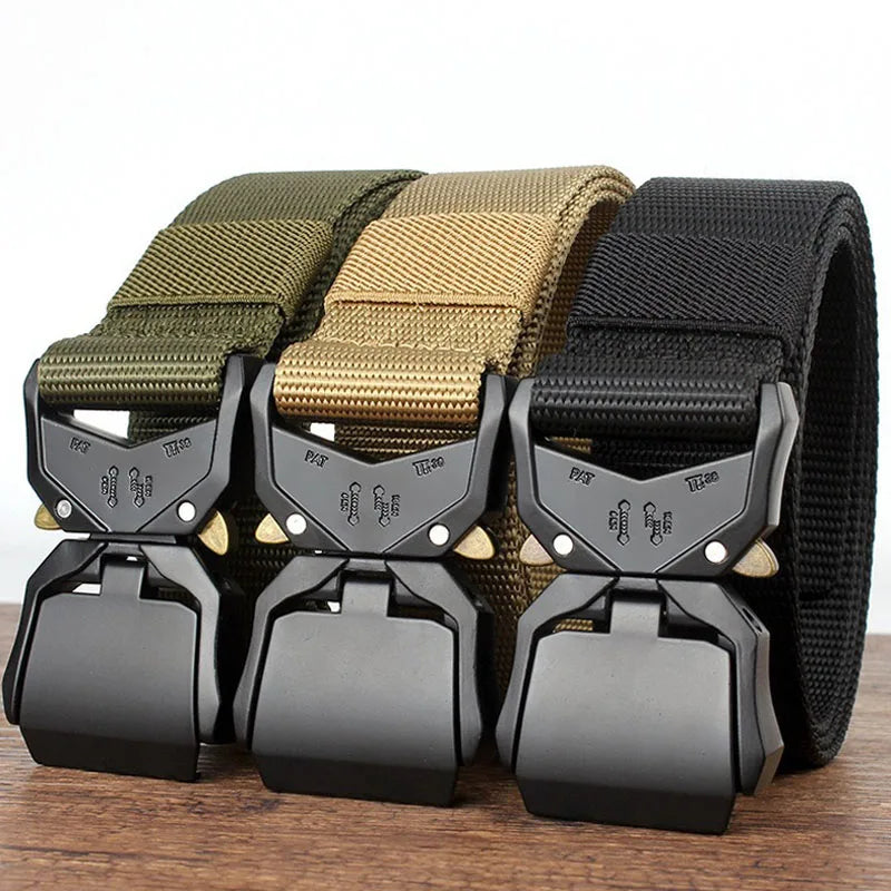 Quick Release Tactical Belt Men Black Outdoor Belt Buckle Best Men's Belt Black Casual Training Hunting Nylon Braided Belts New
