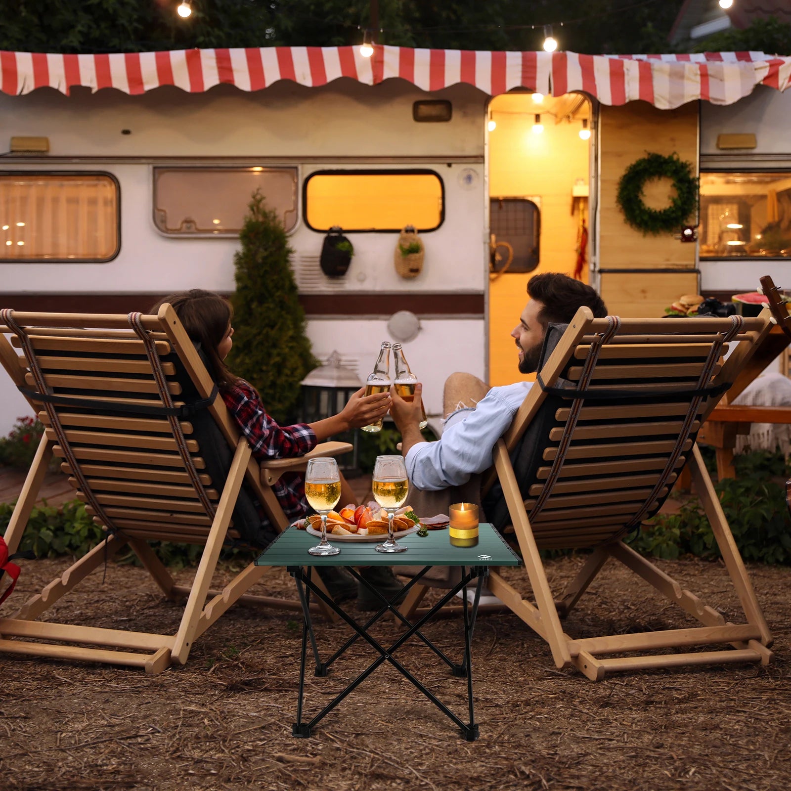 VILLEY Portable Camping Side Table, Ultralight Aluminum Folding Beach Table with Carry Bag for Outdoor Cooking, Picnic, Camp