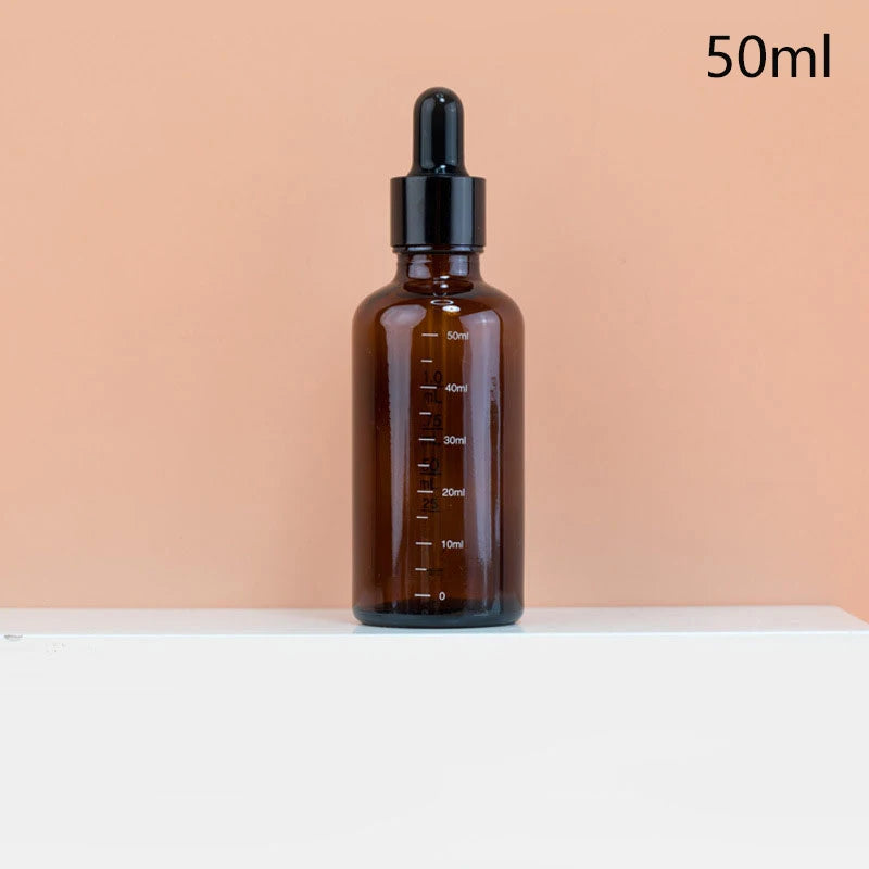 5ml-100ml Dropper Bottles With Scale Reagent Eye Drop Amber Glass Aromatherapy Liquid Pipette Bottle Refillable Bottles Travel