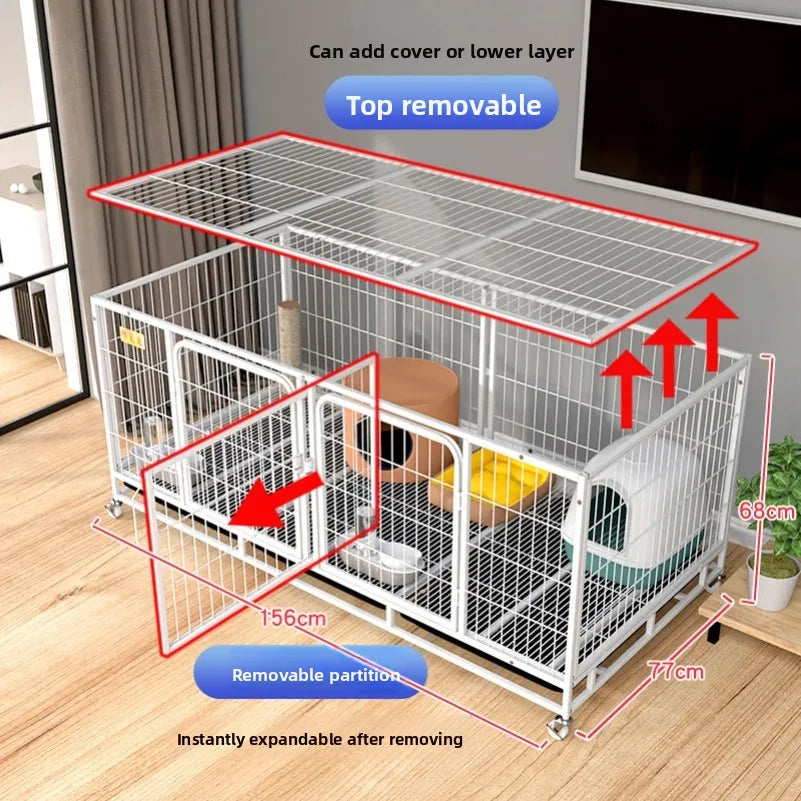 Indoor Dog Cage Large Medium Dog House with Toilet Golden Retriever Samoyed Border Collie Labr Retriever Pet Cage Fence