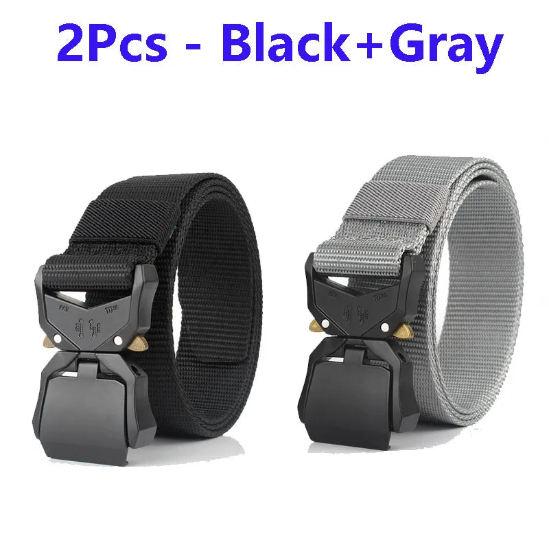 Quick Release Tactical Belt Men Black Outdoor Belt Buckle Best Men's Belt Black Casual Training Hunting Nylon Braided Belts New