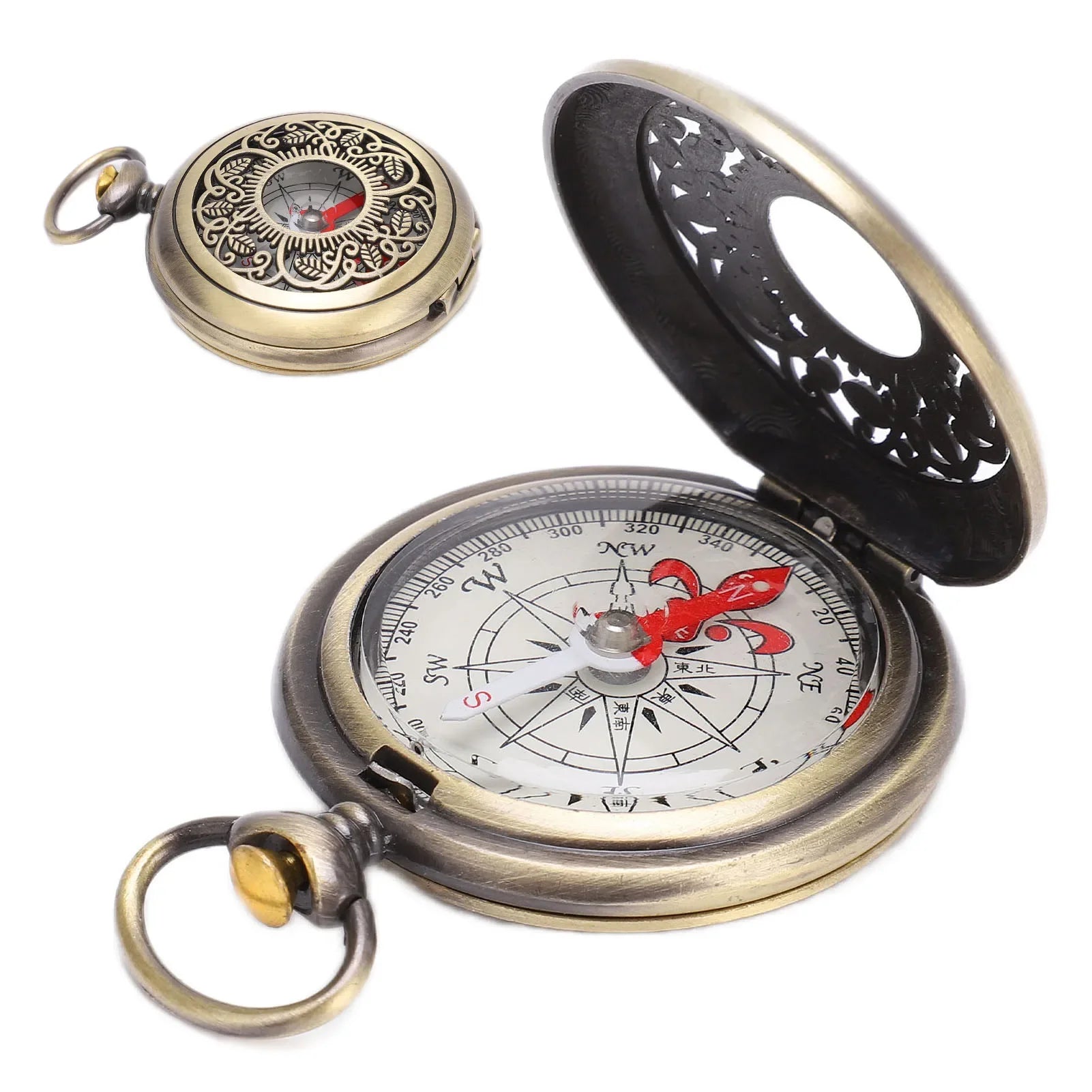 Outdoor Retro Compass Camping Hiking Portable Pocket Brass Gold Color Copper Compass Navigation With Waterproof Characteristics
