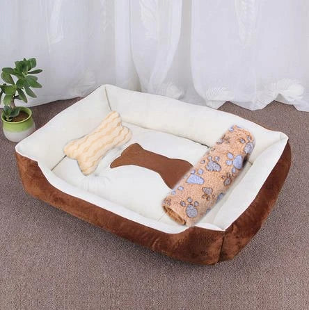 Pet Large Dog Bed Warm House Candy-colored Square Nest