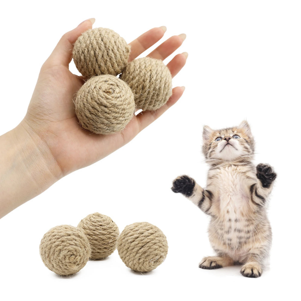 1 Pc Pet Cat Hemp Rope Ball Rolling Interactive Hand-woven Cat Scratching